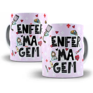 Estampa Caneca Profissões Enfermagem Rosa