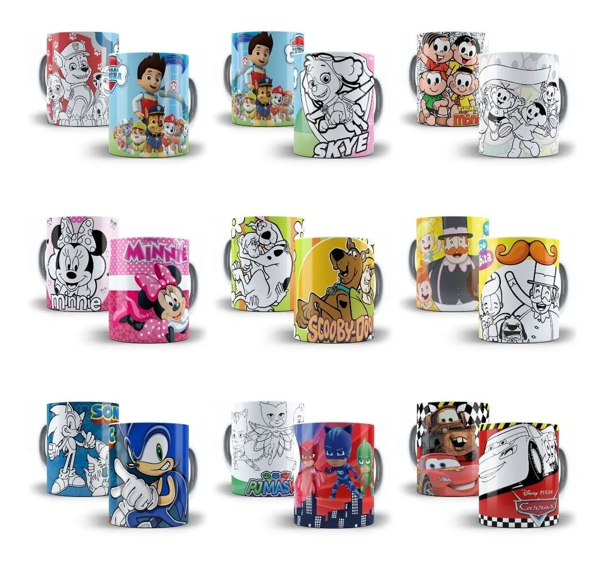 Estampas Caneca Dia Das Crianças Personagens P Colorir Png