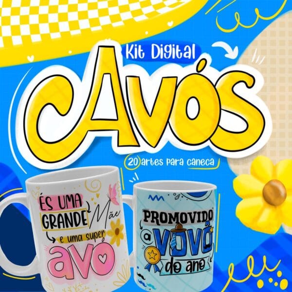 Estampas Caneca Dia dos Avós Frases Fofas Sublimaão Png