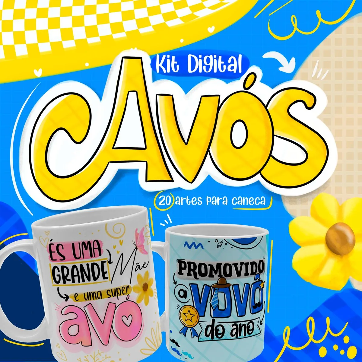 Estampas Caneca Dia dos Avós Frases Fofas Sublimaão Png
