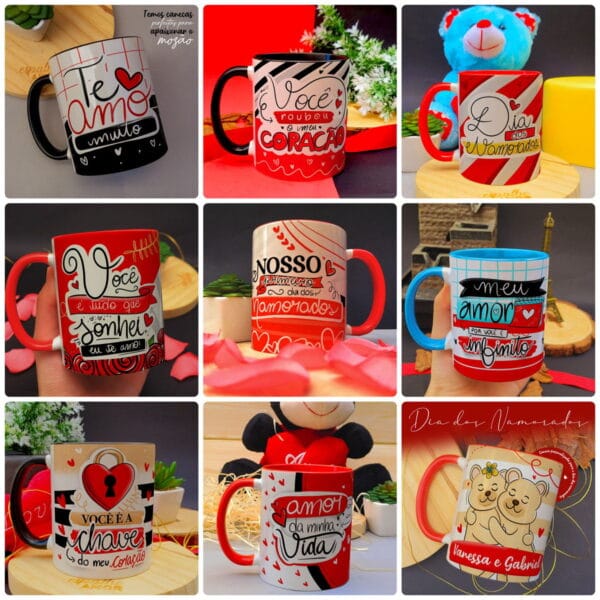 Estampas Caneca Dia dos Namorados Frases Fofas + Ilustrações