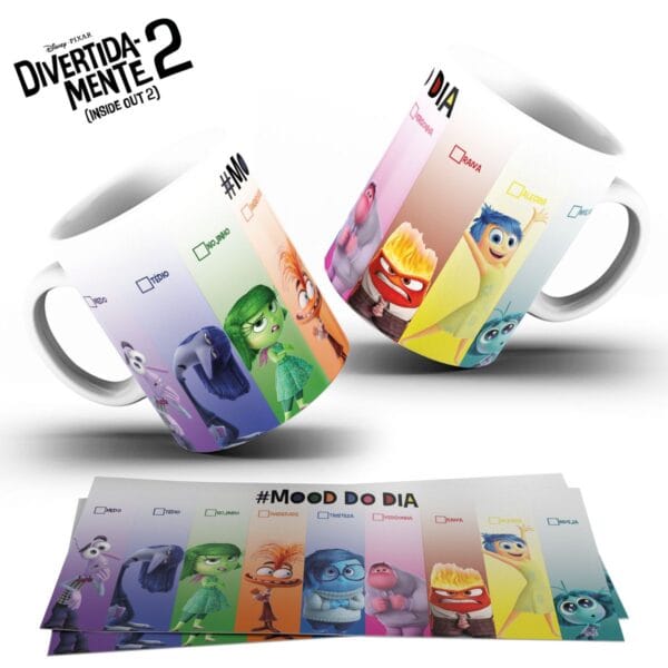 Estampas Caneca Divertida Mente 2 Ansiedade Angústia Medo
