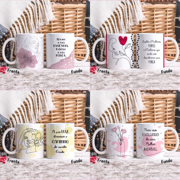 Estampas Sublimar Canecas em Linhas Dia das Mulheres