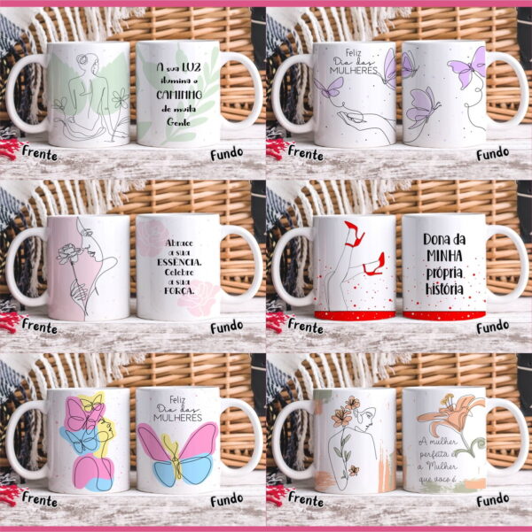 Estampas Sublimar Canecas em Linhas Dia das Mulheres