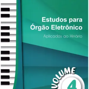 Capa verde de livro com teclas de piano na lateral esquerda.