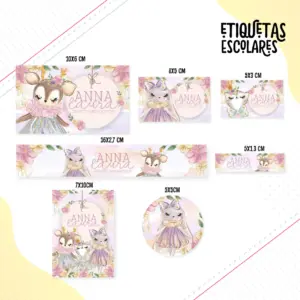 Etiqueta Escolar Animais Cute Menina