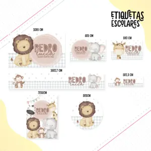 Etiqueta Escolar Animais Cute Menino