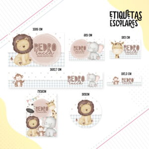 Etiqueta Escolar Animais Cute Menino - Arquivo Digital 21 Etiqueta Escolar Animais Cute Menino - Arquivo Digital
