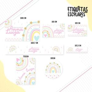 Etiqueta Escolar Arco Iris Clarinho- Arquivo Digital