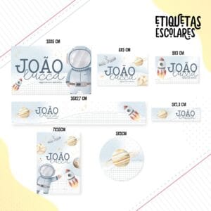 Etiqueta Escolar Astronauta Aquarelado