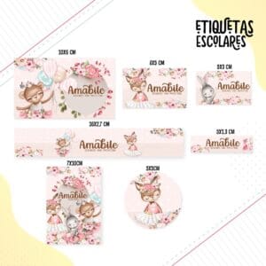 Etiqueta Escolar Ballet Animais