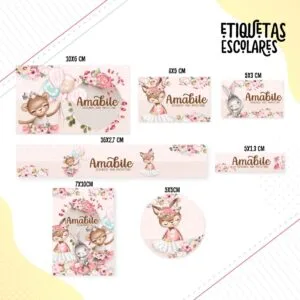 Etiqueta Escolar Ballet Animais 17 Etiqueta Escolar Ballet Animais