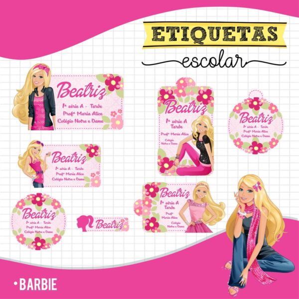 Etiqueta Escolar Barbie