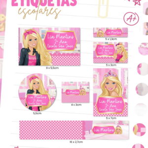 Etiqueta Escolar Barbie - Arquivo Digital