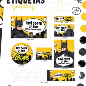 Etiqueta Escolar Batman Preto - Arquivo Digital