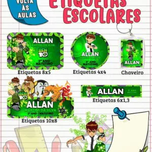 Etiqueta Escolar Ben 10 8 Etiqueta Escolar Ben 10
