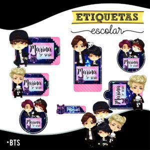 Etiqueta Escolar Bts Cute - Arquivo Digital 3 Etiqueta Escolar Bts Cute - Arquivo Digital