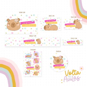 Etiqueta Escolar Capivara Menina - Arquivo Digital 37 Etiqueta Escolar Capivara Menina - Arquivo Digital
