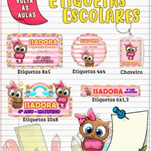 Etiqueta Escolar Corujinha 3 Etiqueta Escolar Corujinha