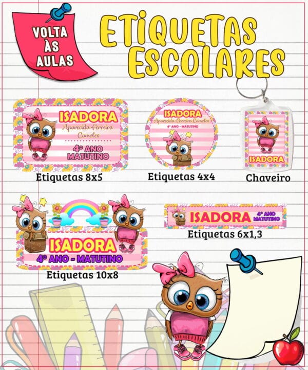 Etiqueta Escolar Corujinha
