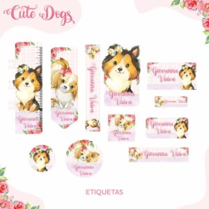 Etiqueta Escolar Cute Dog