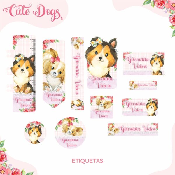 Etiqueta Escolar Cute Dog