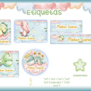 Etiqueta Escolar Dino