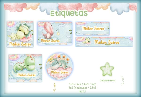 Etiqueta Escolar Dino