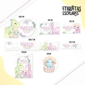 Etiqueta Escolar Dino Menina