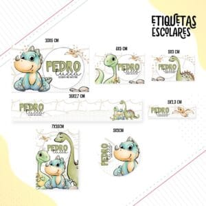 Etiqueta Escolar Dino Menino