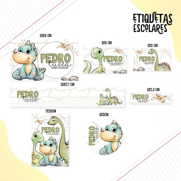 Etiqueta Escolar Dino Menino