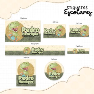 Etiqueta Escolar Dinossauro Baby - Arquivo Digital 4 Etiqueta Escolar Dinossauro Baby - Arquivo Digital