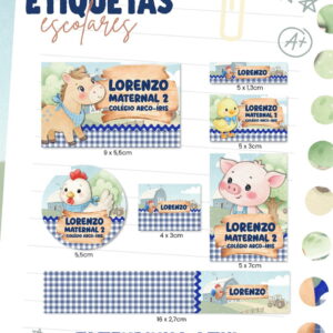 Etiqueta Escolar Fazendinha Azul - Arquivo Digital 14 Etiqueta Escolar Fazendinha Azul - Arquivo Digital