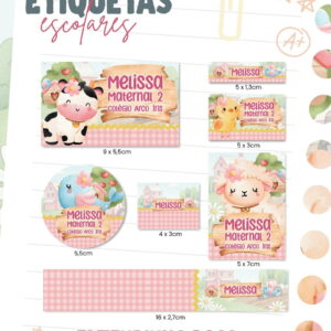 Etiqueta Escolar Fazendinha Rosa - Arquivo Digital 10 Etiqueta Escolar Fazendinha Rosa - Arquivo Digital