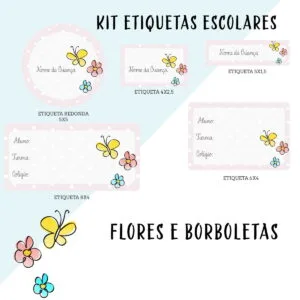 Etiqueta Escolar Floral e Borboletas 11 Etiqueta Escolar Floral e Borboletas