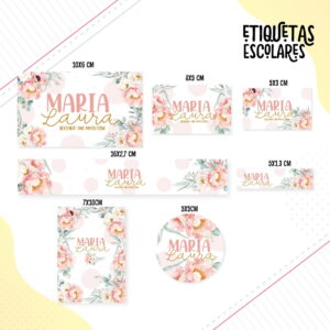 Etiqueta Escolar Floral Kids - Arquivo Digital
