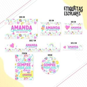 Etiqueta Escolar Floral Rosinha