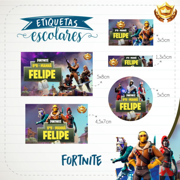 Etiqueta Escolar Fortnite