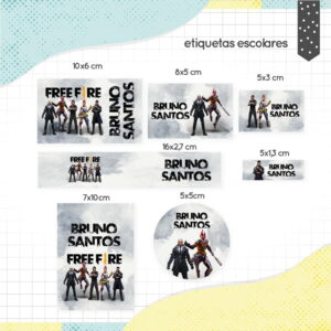 Etiqueta Escolar Free Fire - Arquivo Digital 8 Etiqueta Escolar Free Fire - Arquivo Digital