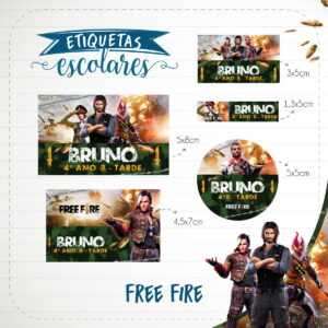 Etiqueta Escolar Freefire - Arquivo Digital 10 Etiqueta Escolar Freefire - Arquivo Digital