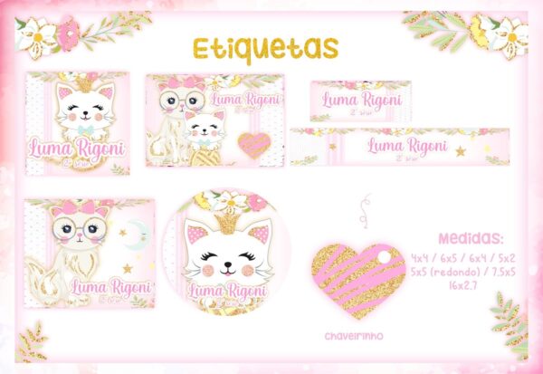 Etiqueta Escolar Gatinha