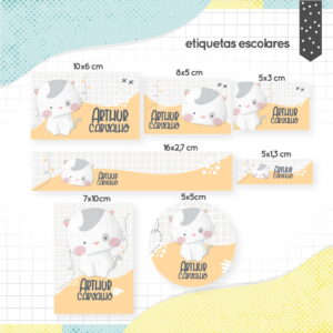 Etiqueta Escolar Gatinho - Arquivo Digital