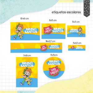 Etiqueta Escolar Gato Galáctico - Arquivo Digital