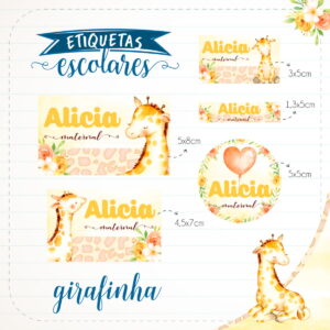 etiqueta escolar girafinha arquivo digital escola