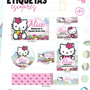 Etiqueta Escolar Hello Kitty - Arquivo Digital 2 Etiqueta Escolar Hello Kitty - Arquivo Digital