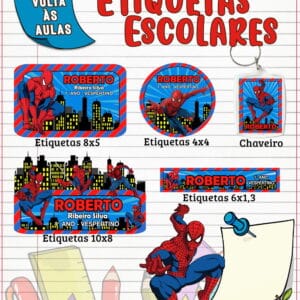 Etiqueta Escolar Homem Aranha