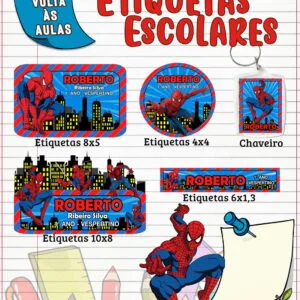 Etiqueta Escolar Homem Aranha 16 Etiqueta Escolar Homem Aranha