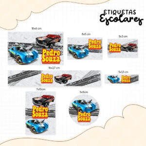 Etiqueta Escolar Hotwheels - Arquivo Digital
