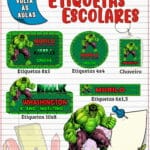 Etiqueta Escolar Hulk