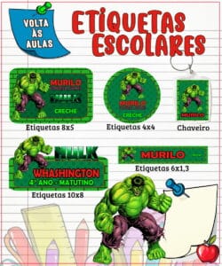 Etiqueta Escolar Hulk